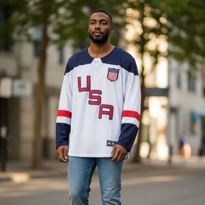 Rare Adidas 2016 WCH Team USA Hockey Jersey XL - White/Navy/Red